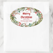 Elegant Kerstmis Wreath Ovale Sticker (Tas)
