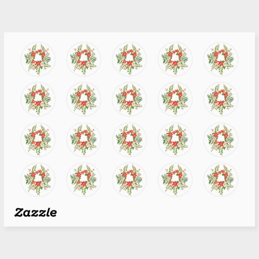 Elegant Kerstmis Wreath Ronde Sticker (Vel)
