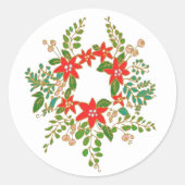 Elegant Kerstmis Wreath Ronde Sticker (Voorkant)
