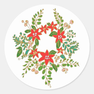 Elegant Kerstmis Wreath Ronde Sticker