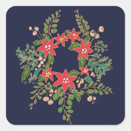 Elegant Kerstmis Wreath Vierkante Sticker