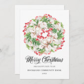 Elegant Kerstmis Wreats Corporate Feestdagenkaart (Voorkant / Achterkant)