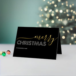 Elegant Kerstmis Zakelijk Zwart & Wit Folie Feestdagenkaart