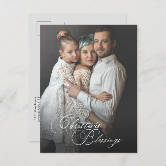 Elegant Kerstmis Zegen Script | Foto Briefkaart (Voorkant / Achterkant)