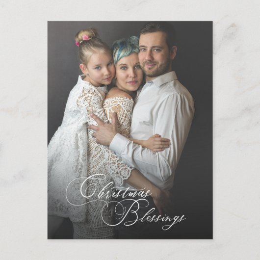 Elegant Kerstmis Zegen Script | Foto Briefkaart (Voorkant)