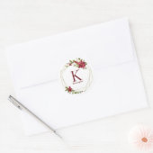 Elegant kerstmonogram met geometrische olievloeist ronde sticker (Envelop)