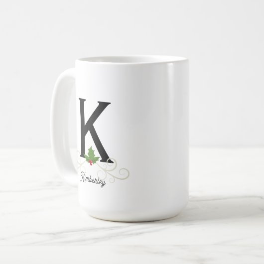 Elegant kerstmonogram Mok (Voorkant links)