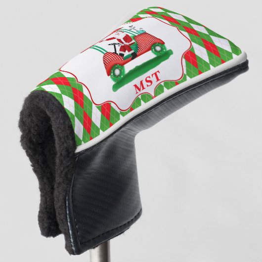 Elegant kerstmonogram van Santa Golf Golfheadcover (3/4 voorkant)
