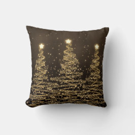 Elegant kerstmousserende bomen Black Brown Kussen