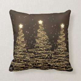 Elegant kerstmousserende bomen Black Brown Kussen