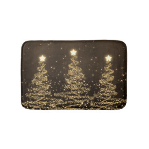 Elegant kerstmousserende bomen Gold Badmat