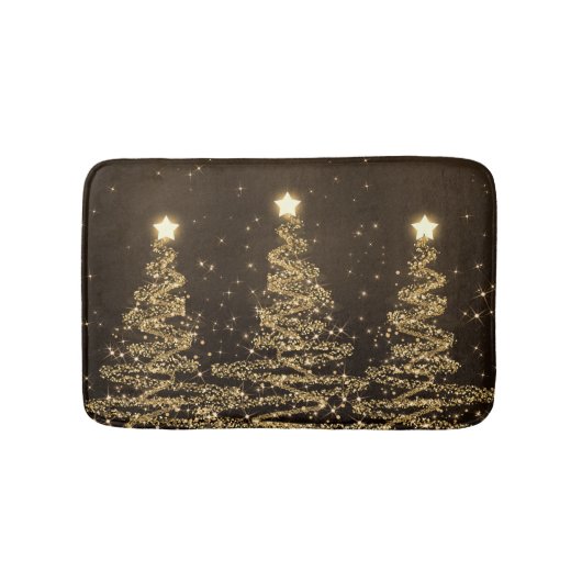 Elegant kerstmousserende bomen Gold Badmat (Voorkant)