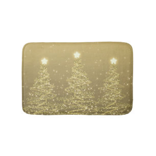 Elegant kerstmousserende bomen Gold  Badmat