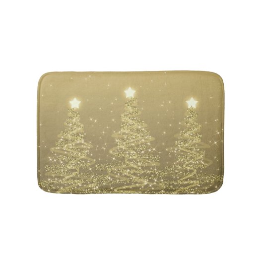 Elegant kerstmousserende bomen Gold Badmat (Voorkant)
