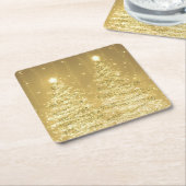 Elegant kerstmousserende bomen Gold  Kartonnen Onderzetters (Schuin)