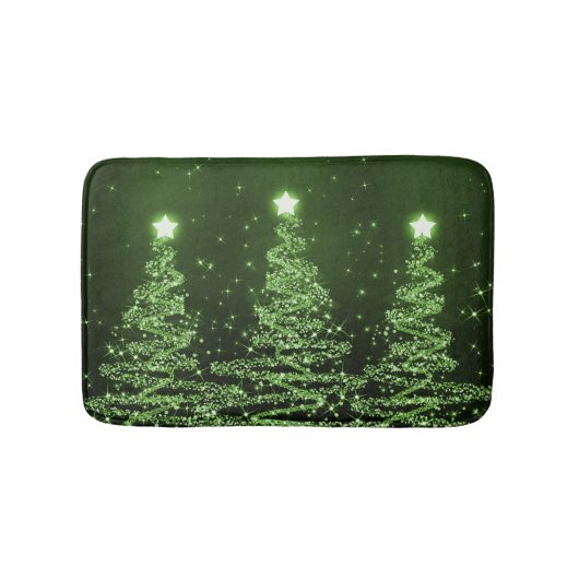 Elegant kerstmousserende bomen Groen Badmat (Voorkant)