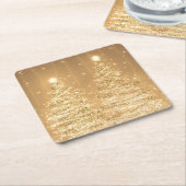 Elegant kerstmousserende bomen koper kartonnen onderzetters (Schuin)