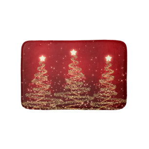 Elegant kerstmousserende bomen rood badmat
