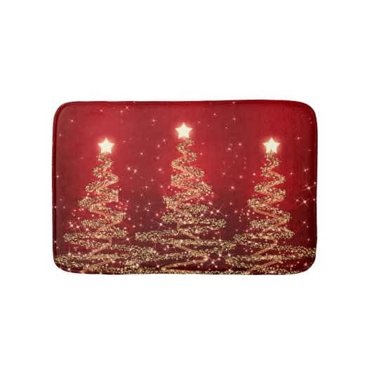 Elegant kerstmousserende bomen rood badmat (Voorkant)