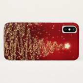 Elegant kerstmousserende bomen rood Case-Mate iPhone case (Achterkant (horizontaal))