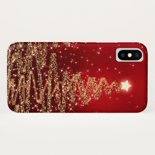 Elegant kerstmousserende bomen rood Case-Mate iPhone case (Achterkant (horizontaal))