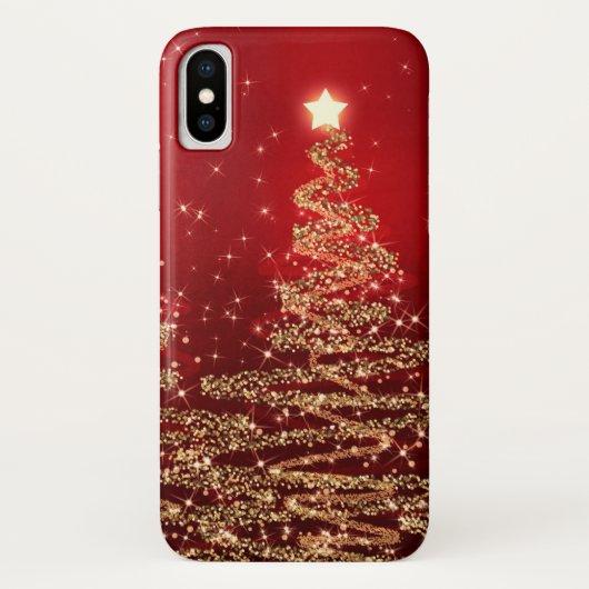 Elegant kerstmousserende bomen rood Case-Mate iPhone case (Achterkant)