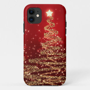Elegant kerstmousserende bomen rood Case-Mate iPhone case