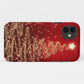 Elegant kerstmousserende bomen rood Case-Mate iPhone case (Achterkant (horizontaal))