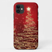 Elegant kerstmousserende bomen rood Case-Mate iPhone case (Achterkant)