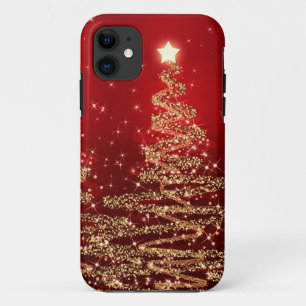 Elegant kerstmousserende bomen rood Case-Mate iPhone case