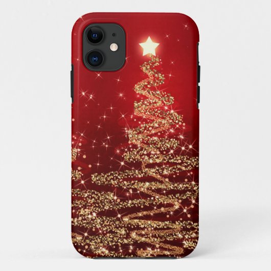 Elegant kerstmousserende bomen rood Case-Mate iPhone case (Achterkant)