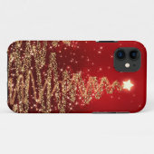 Elegant kerstmousserende bomen rood Case-Mate iPhone case (Achterkant (horizontaal))