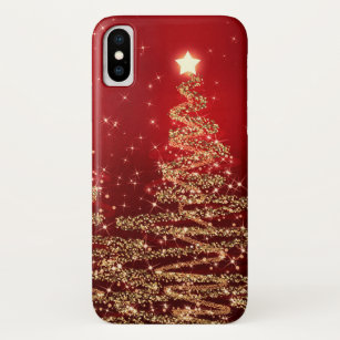Elegant kerstmousserende bomen rood Case-Mate iPhone case