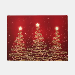 Elegant kerstmousserende bomen rood deurmat