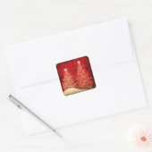 Elegant kerstmousserende bomen rood vierkante sticker (Envelop)