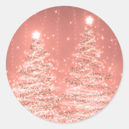 Elegant kerstmousserende bomen Roos Gold Ronde Sticker