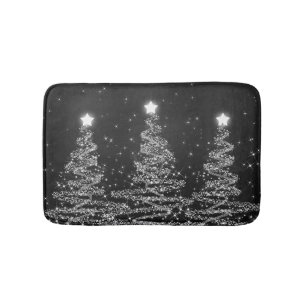 Elegant kerstmousserende bomen Silver Badmat