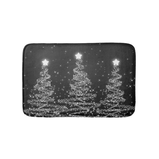 Elegant kerstmousserende bomen Silver Badmat (Voorkant)
