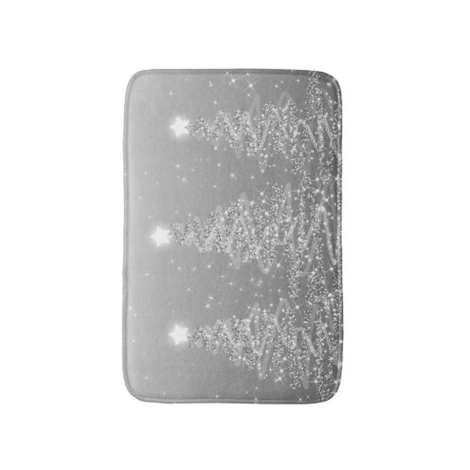 Elegant kerstmousserende bomen Silver Badmat (Voorkant Verticaal)