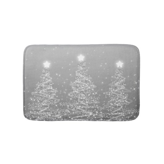 Elegant kerstmousserende bomen Silver  Badmat (Voorkant)