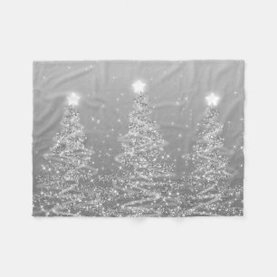 Elegant kerstmousserende bomen Silver  Fleece Deken