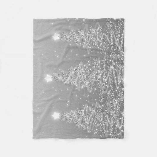 Elegant kerstmousserende bomen Silver Fleece Deken (Voorkant)