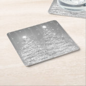 Elegant kerstmousserende bomen Silver  Kartonnen Onderzetters (Schuin)