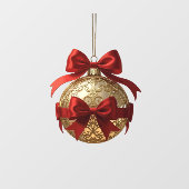 Elegant kerstornament beige en rood raamsticker (Vel)
