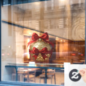 Elegant kerstornament beige en rood raamsticker (Cafe Raam)