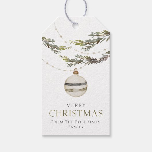 Elegant Kerstornament Cadeaulabel (Voorkant)