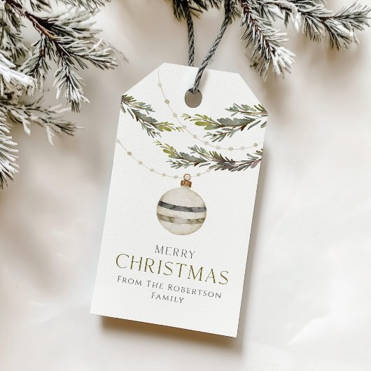 Elegant Kerstornament Cadeaulabel