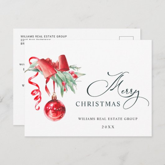 Elegant kerstornament Corporate Greeting Briefkaart (Voorkant / Achterkant)