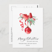 Elegant kerstornament Corporate Greeting Briefkaart (Voorkant / Achterkant)