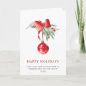 Elegant kerstornament Corporate Greeting Feestdagen Kaart (Voorkant)